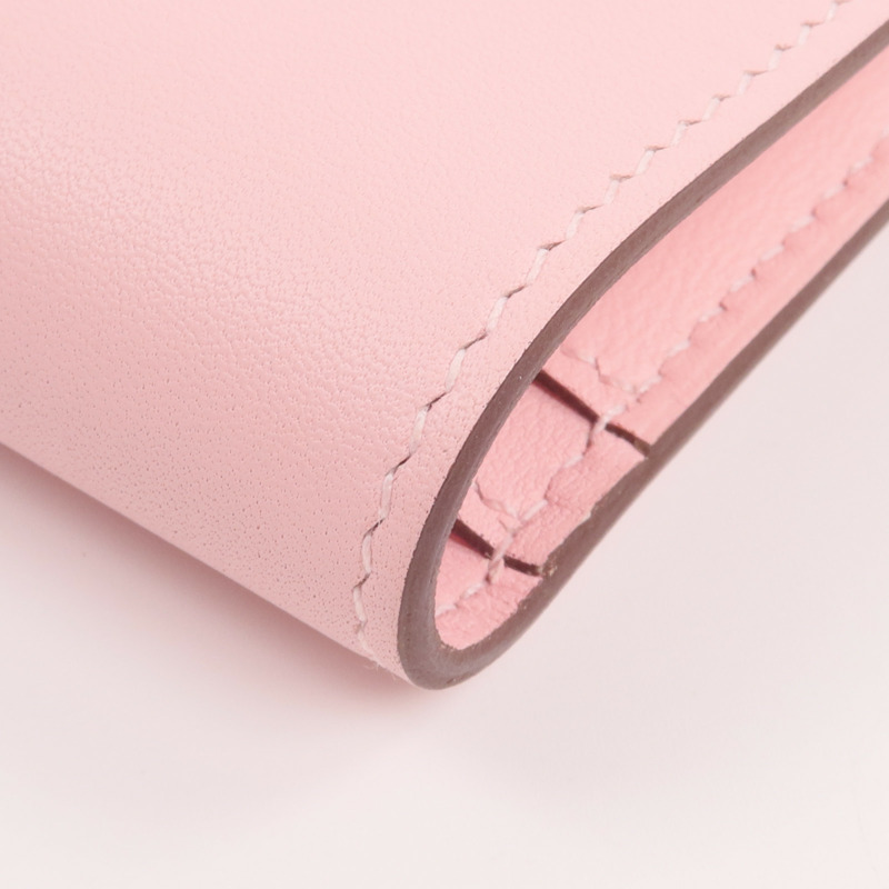 HERMES Swift皮革Dogon GM長錢包Rose Sakura-14