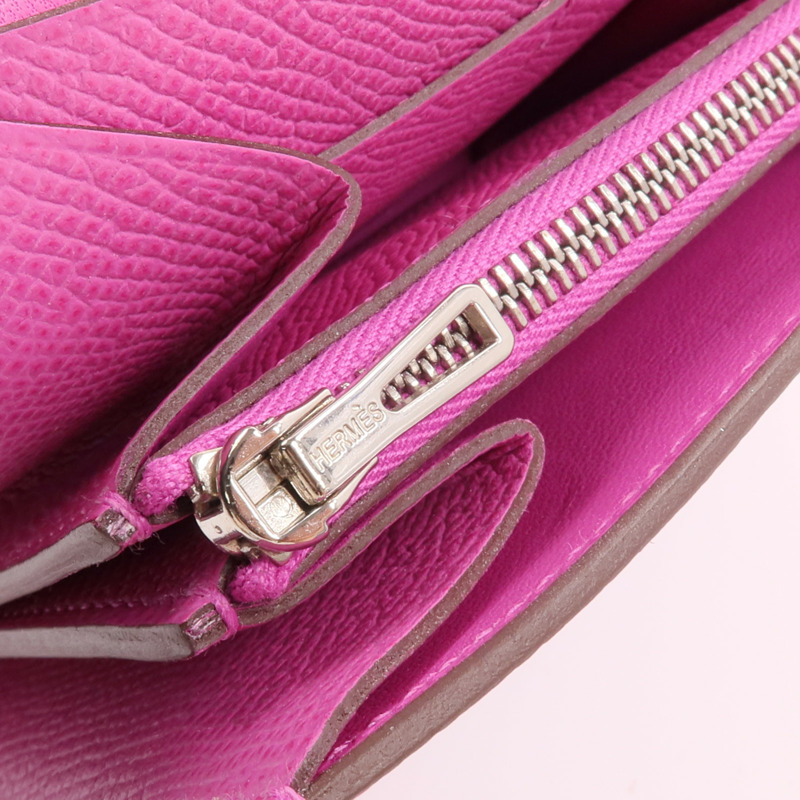 HERMES Epsom皮革Constance Slim Wallet錢包Magnolia-7
