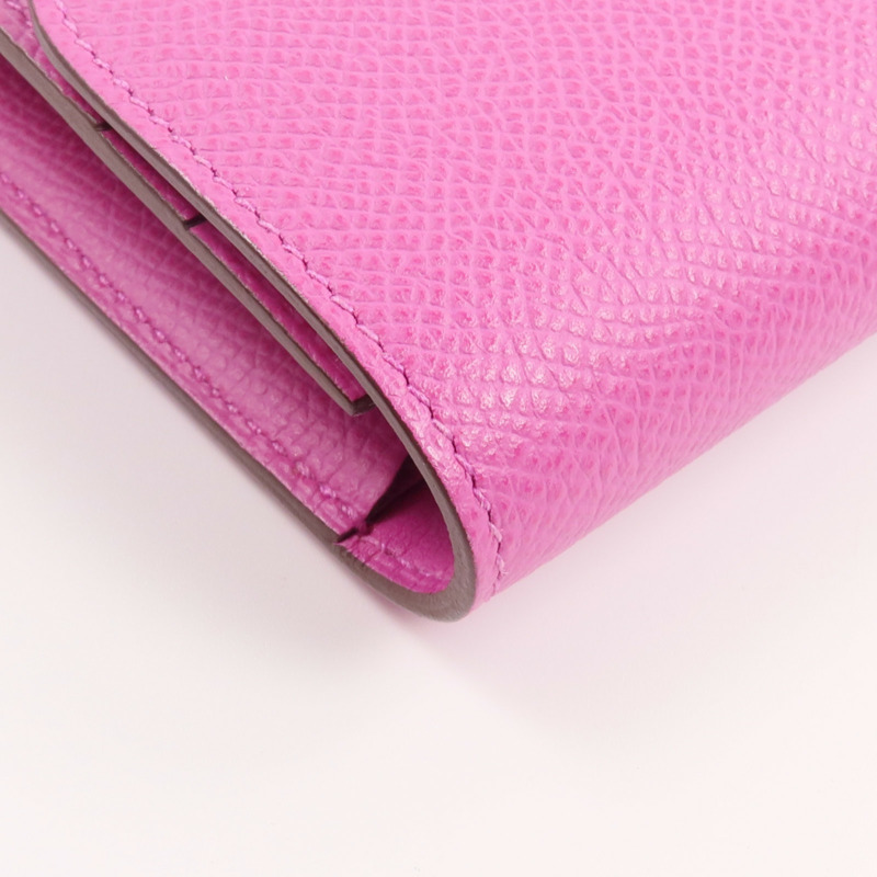 HERMES Epsom皮革Constance Slim Wallet錢包Magnolia-14