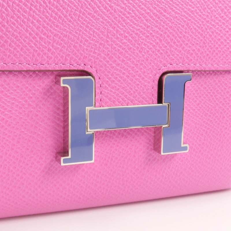 HERMES Epsom皮革Constance Slim Wallet錢包Magnolia-16