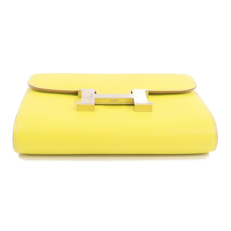 HERMES Epsom皮革Constance Slim Wallet錢包Lime-4