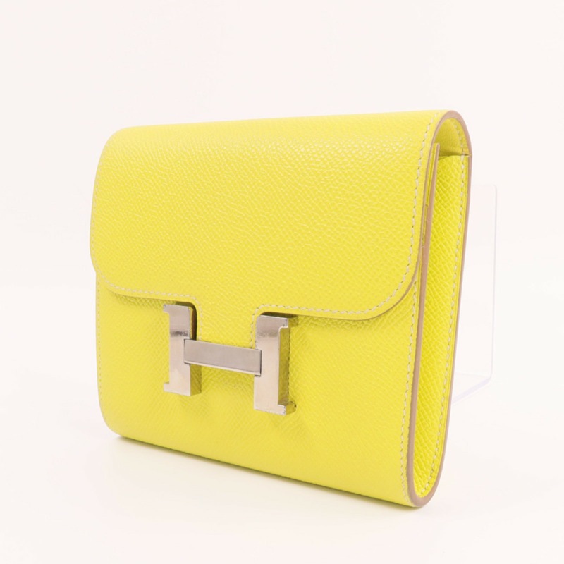 HERMES Epsom皮革Constance Slim Wallet錢包Lime-5