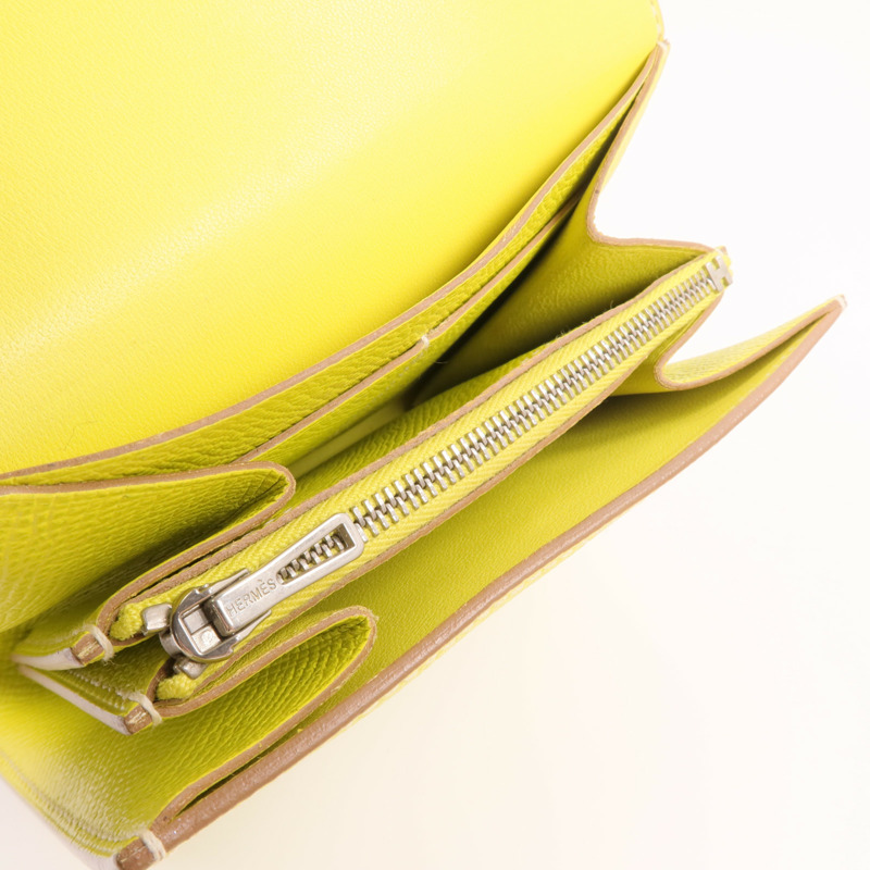 HERMES Epsom皮革Constance Slim Wallet錢包Lime-6