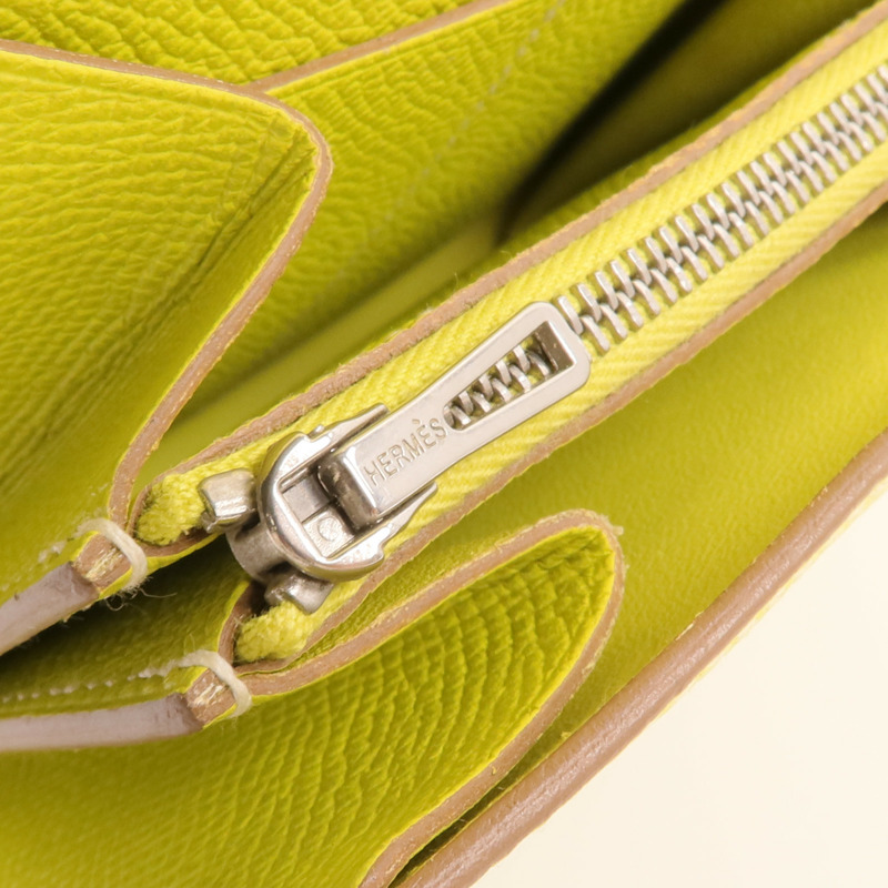 HERMES Epsom皮革Constance Slim Wallet錢包Lime-8