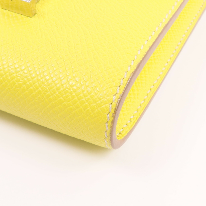 HERMES Epsom皮革Constance Slim Wallet錢包Lime-10