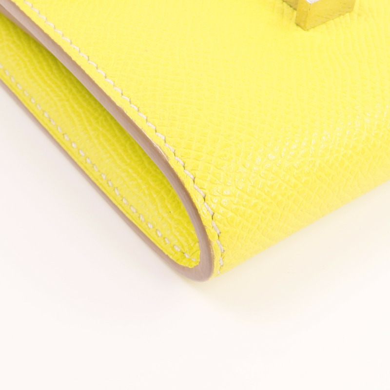 HERMES Epsom皮革Constance Slim Wallet錢包Lime-11