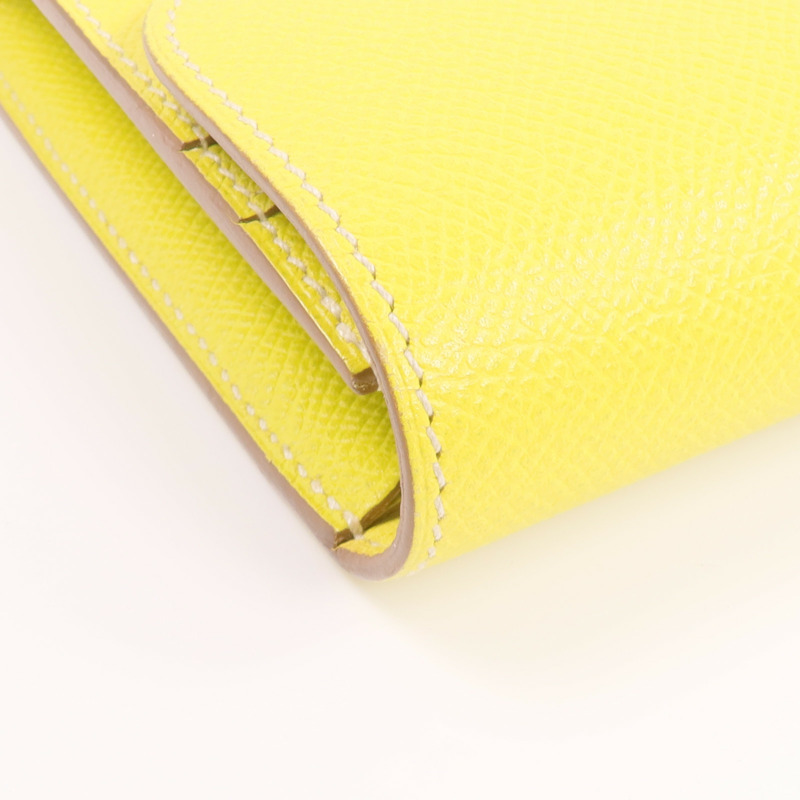 HERMES Epsom皮革Constance Slim Wallet錢包Lime-12