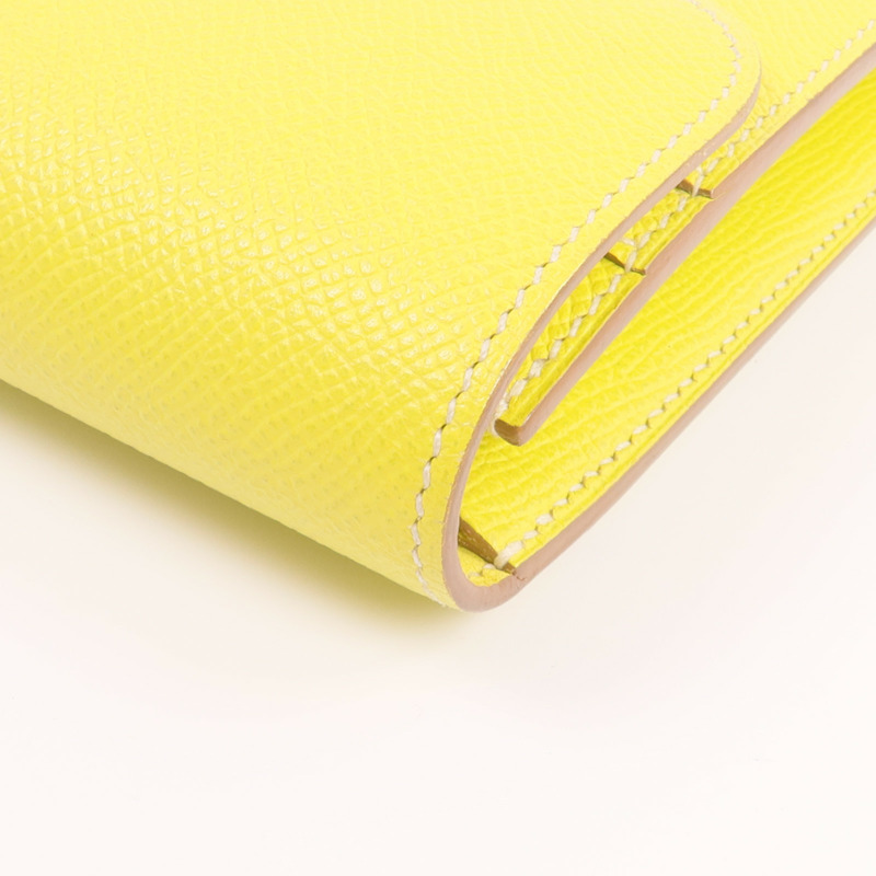 HERMES Epsom皮革Constance Slim Wallet錢包Lime-13