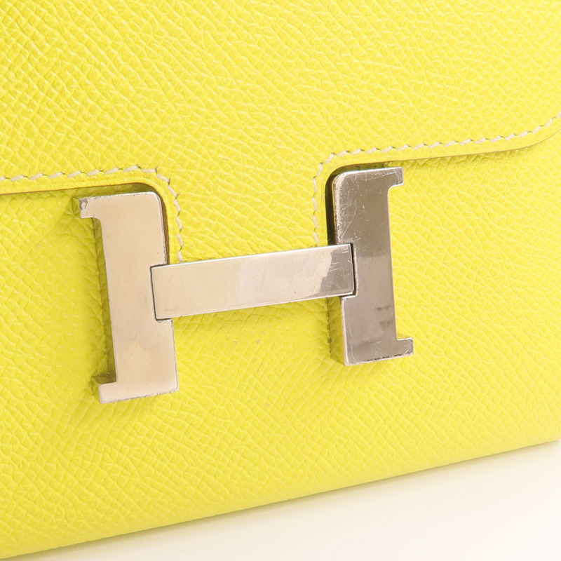 HERMES Epsom皮革Constance Slim Wallet錢包Lime-14