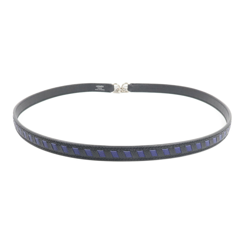 HERMES Epsom皮革Shoulder Strap肩帶Noir/Bleu Saphir-2
