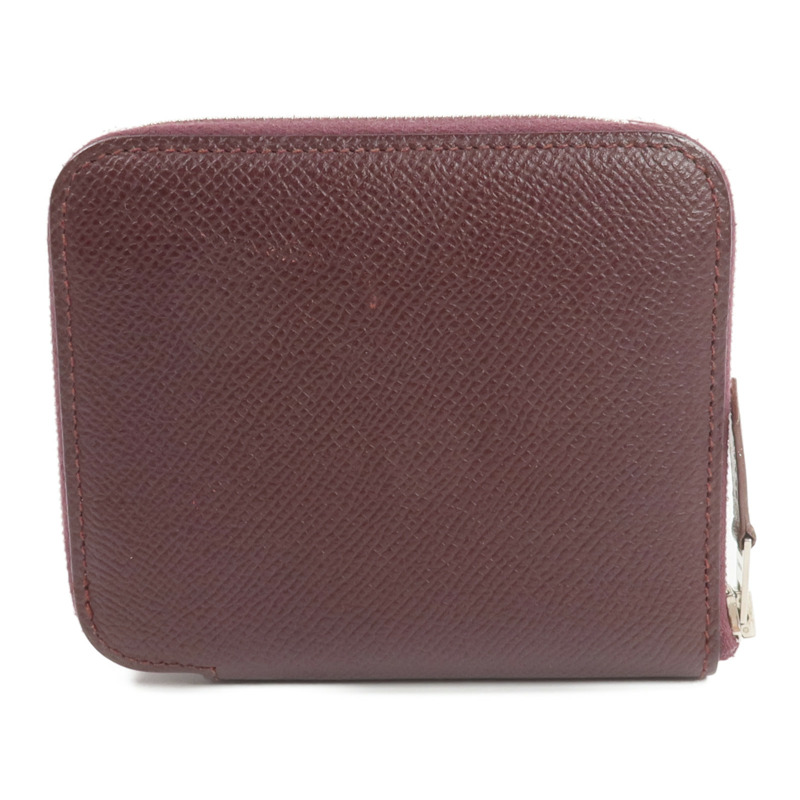 HERMES Epsom皮革Silk'In Compact Wallet錢包Bordeaux-1