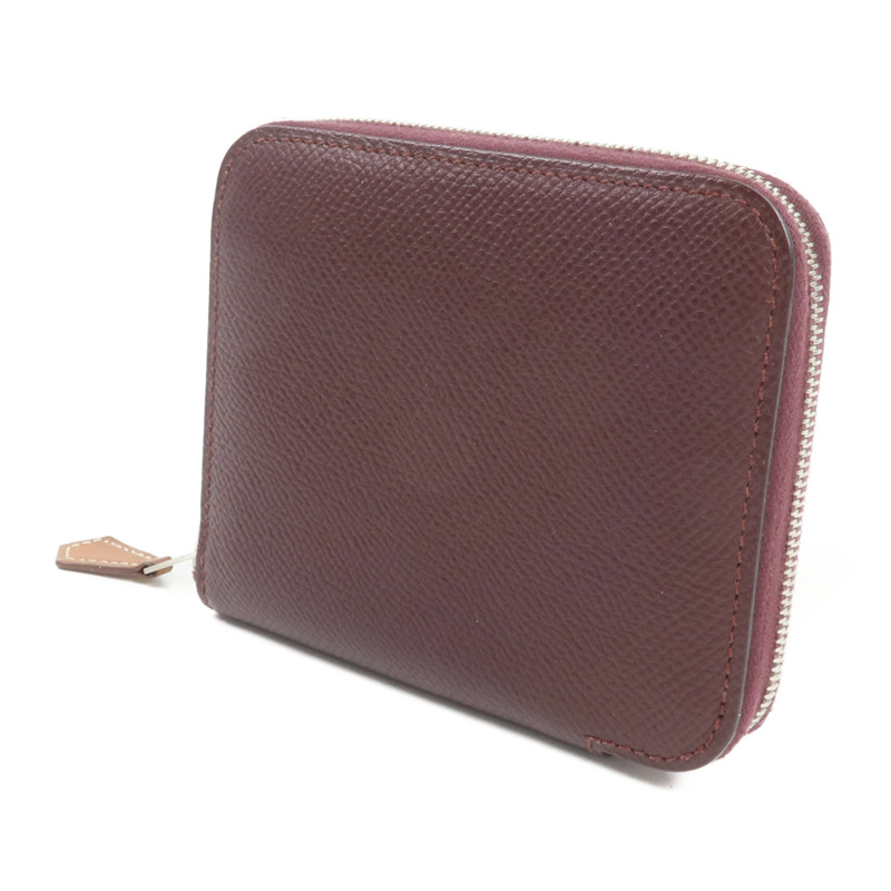 HERMES Epsom皮革Silk'In Compact Wallet錢包Bordeaux-2