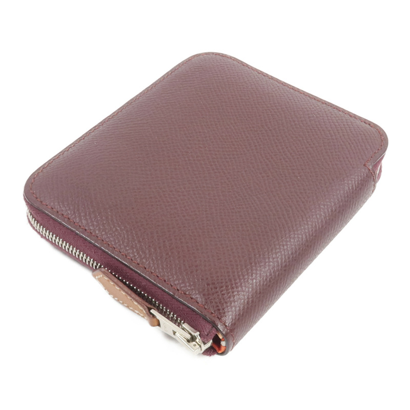 HERMES Epsom皮革Silk'In Compact Wallet錢包Bordeaux-3