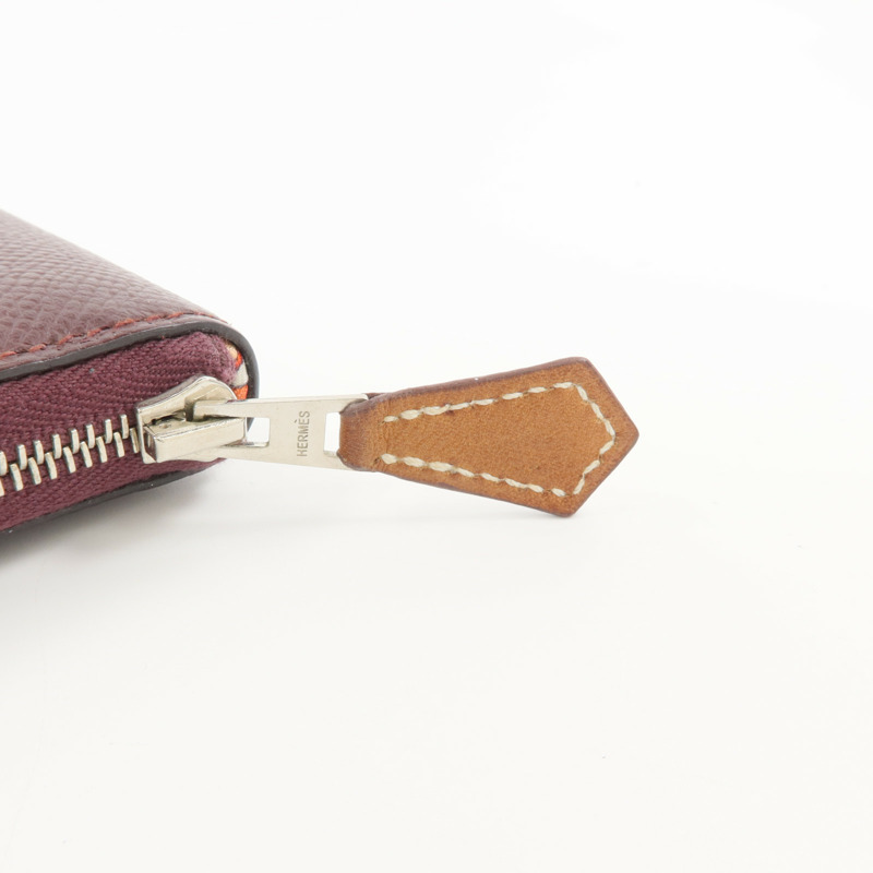 HERMES Epsom皮革Silk'In Compact Wallet錢包Bordeaux-6