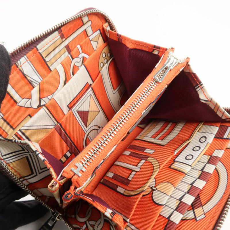HERMES Epsom皮革Silk'In Compact Wallet錢包Bordeaux-7