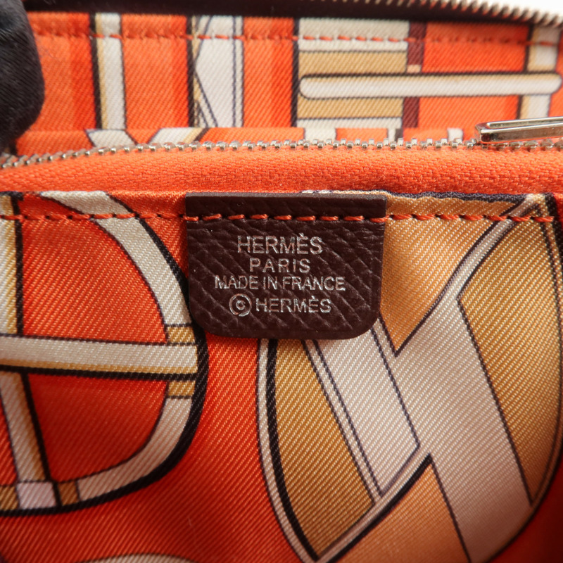 HERMES Epsom皮革Silk'In Compact Wallet錢包Bordeaux-9