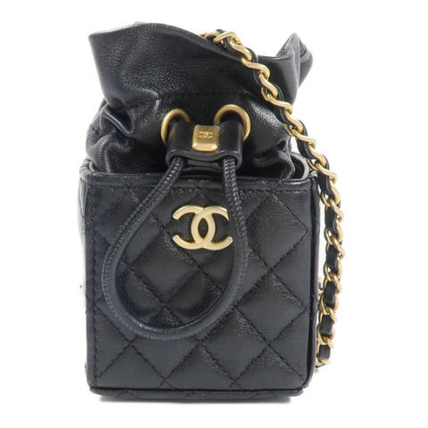 CHANEL 牛皮皮革Mini Drawstring Bucket Bag鏈帶肩背袋