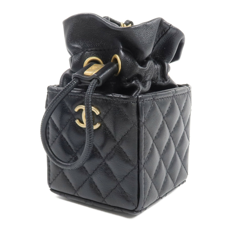 CHANEL 牛皮皮革Mini Drawstring Bucket Bag鏈帶肩背袋-2