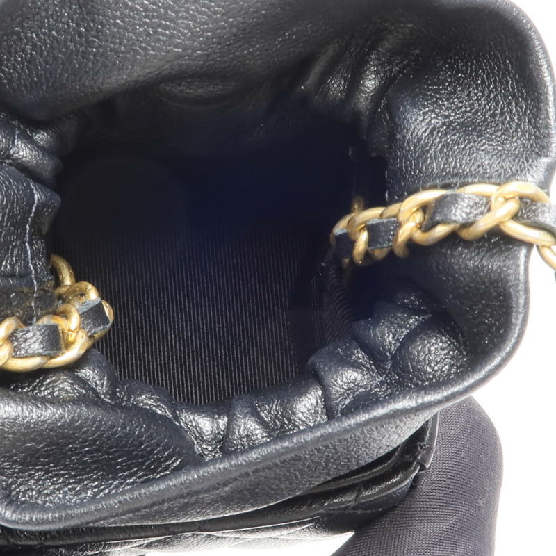 CHANEL 牛皮皮革Mini Drawstring Bucket Bag鏈帶肩背袋-7