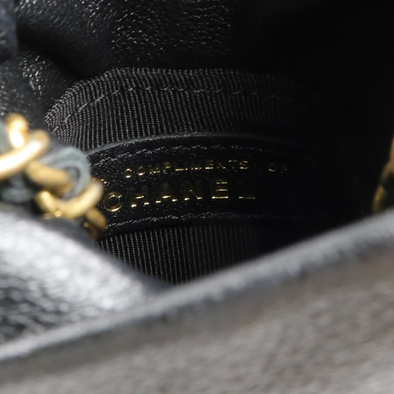 CHANEL 牛皮皮革Mini Drawstring Bucket Bag鏈帶肩背袋-9
