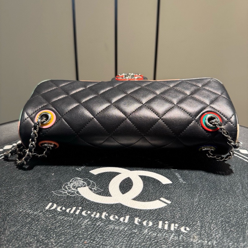 CHANEL 香奈兒 Cuba Color 古巴系列 CF牛皮銀扣 拼色 單肩斜挎包-6