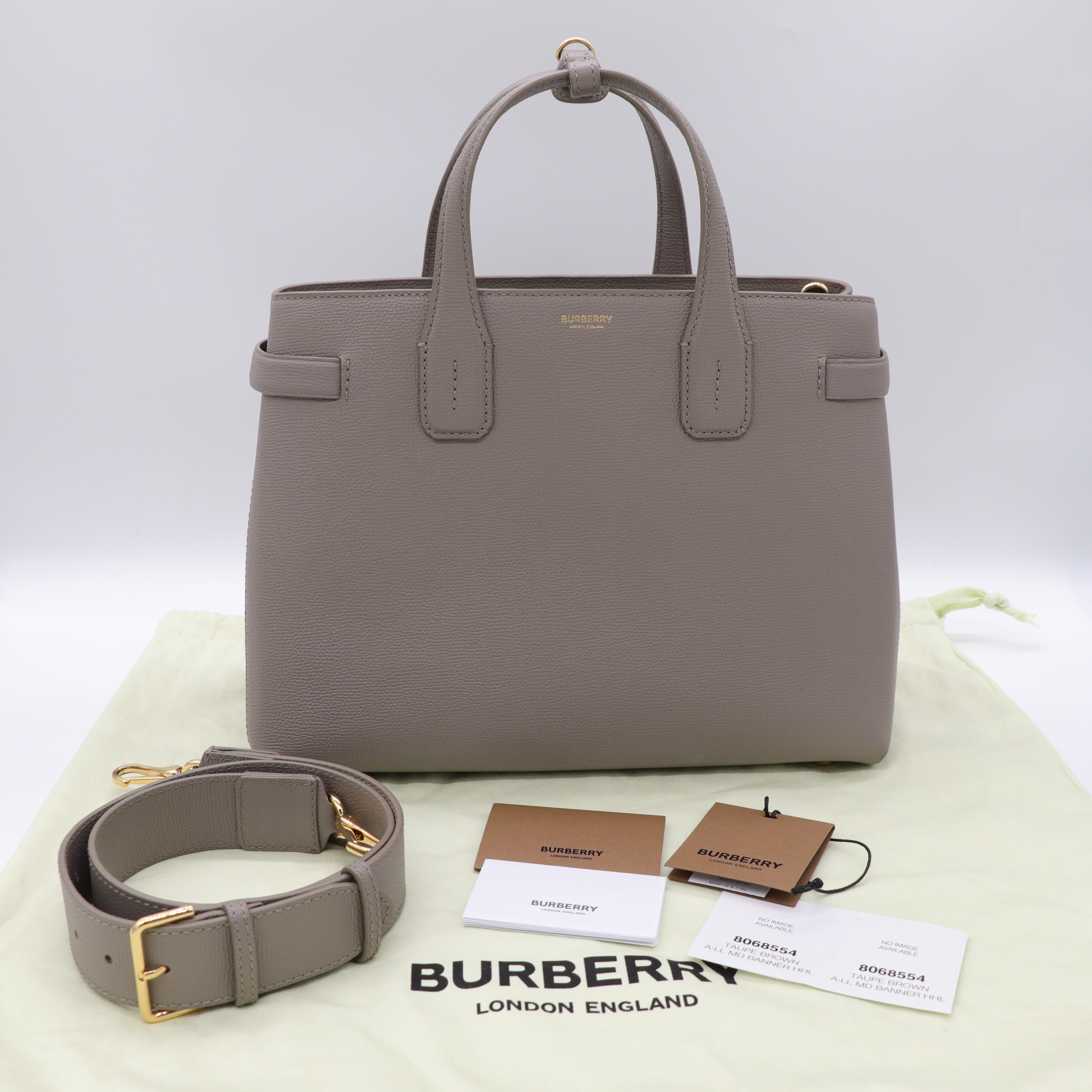 BURBERRY 大象灰手提肩背拼色托特包-0