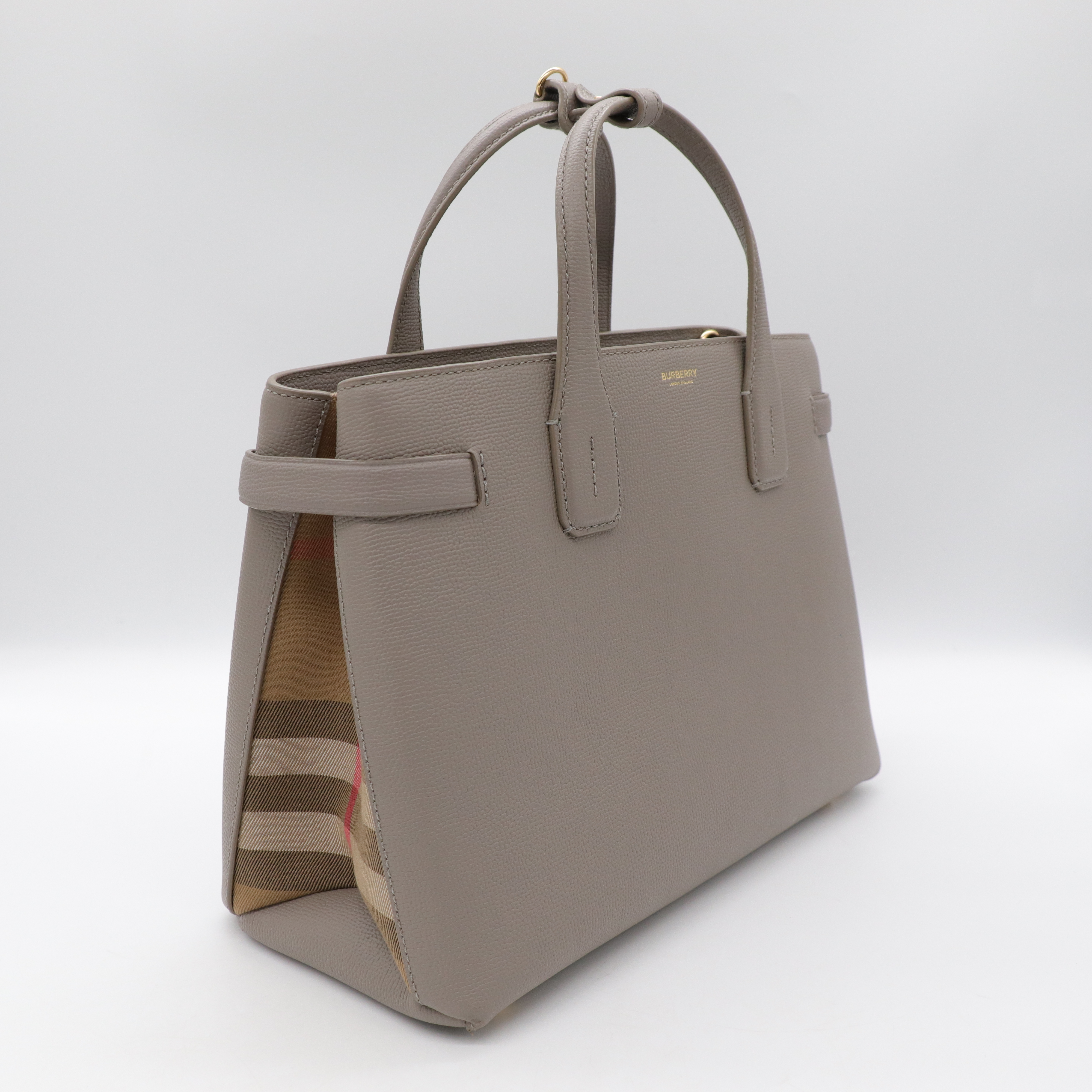 BURBERRY 大象灰手提肩背拼色托特包-2