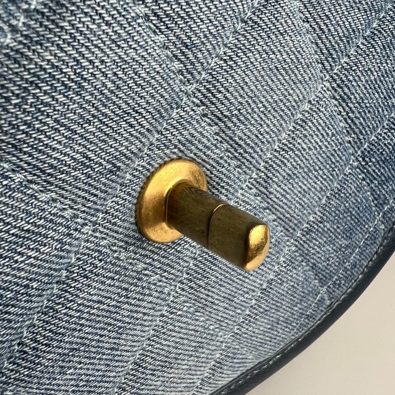 CHANEL季節款 帆布金釦馬鞍包 牛仔藍 AS4850/晶片款-11