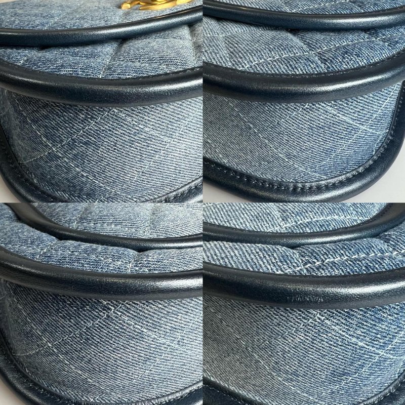 CHANEL季節款 帆布金釦馬鞍包 牛仔藍 AS4850/晶片款-12