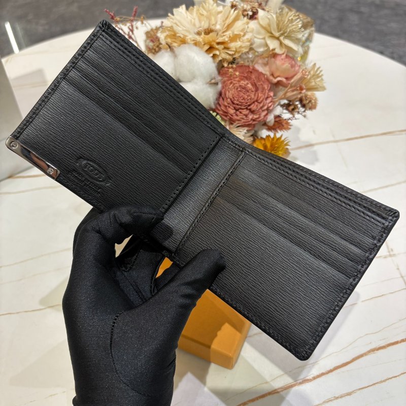*SHIHNA名牌精品* TOD'S 金屬LOGO 波紋小牛皮 對開短夾-3