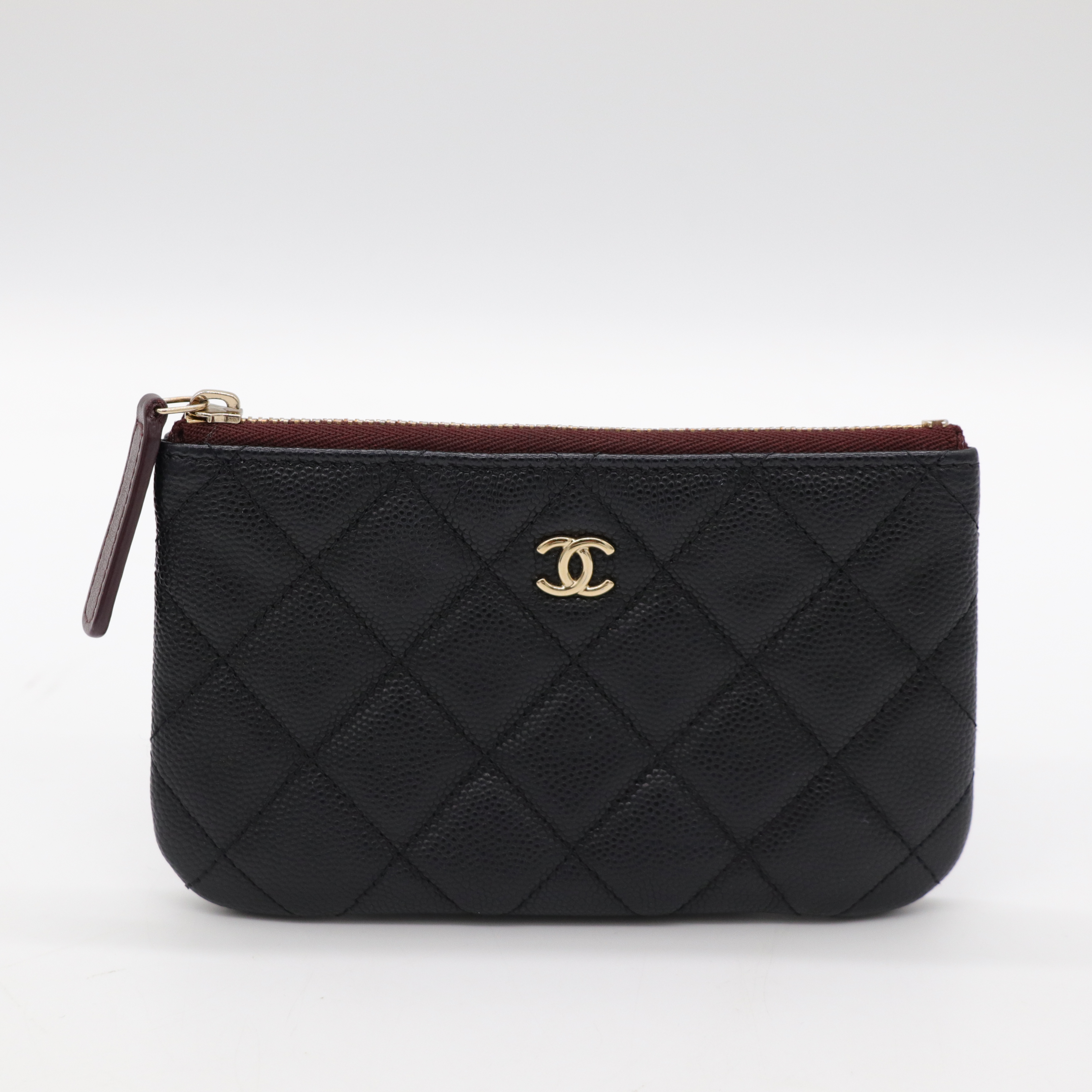 CHANEL 一字魚子醬皮零錢包-1