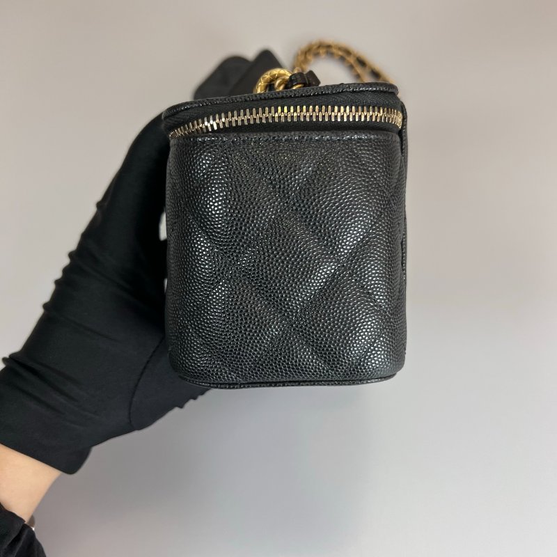 CHANEL 二合一長方形化妝包荔枝黑 AP3376/晶片款-2
