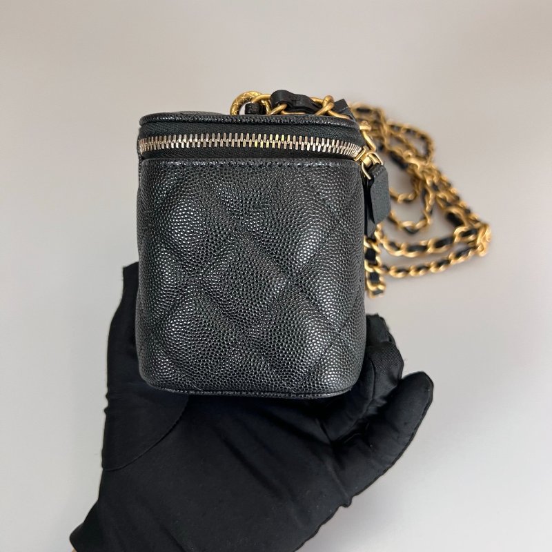 CHANEL 二合一長方形化妝包荔枝黑 AP3376/晶片款-3
