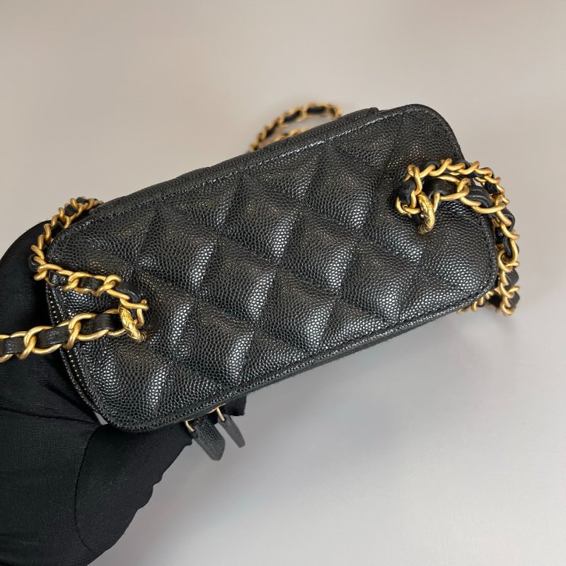 CHANEL 二合一長方形化妝包荔枝黑 AP3376/晶片款-4