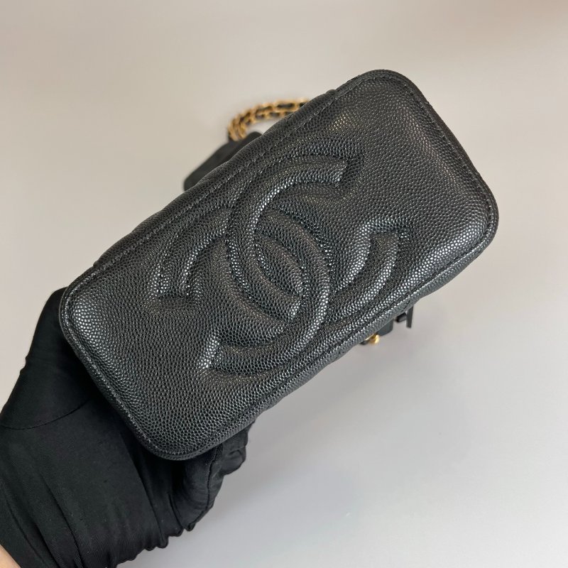CHANEL 二合一長方形化妝包荔枝黑 AP3376/晶片款-5