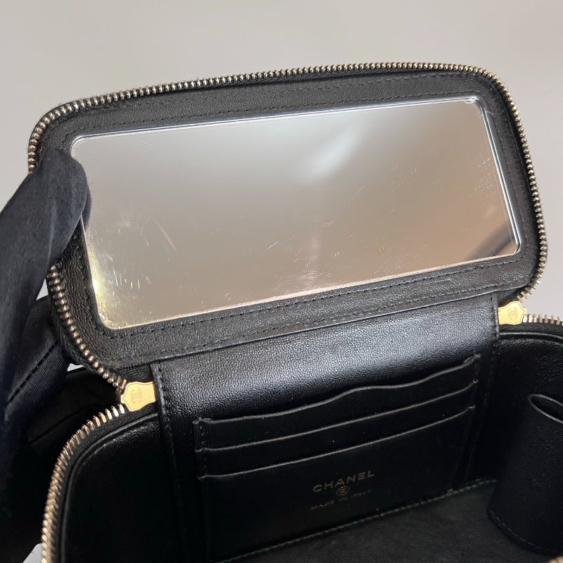 CHANEL 二合一長方形化妝包荔枝黑 AP3376/晶片款-7