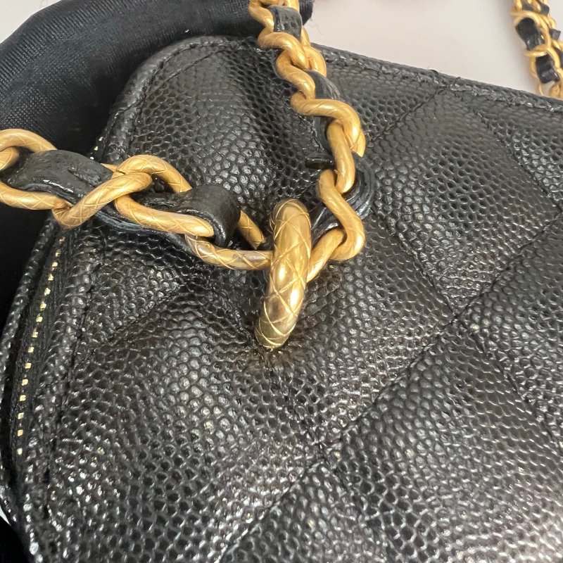 CHANEL 二合一長方形化妝包荔枝黑 AP3376/晶片款-8