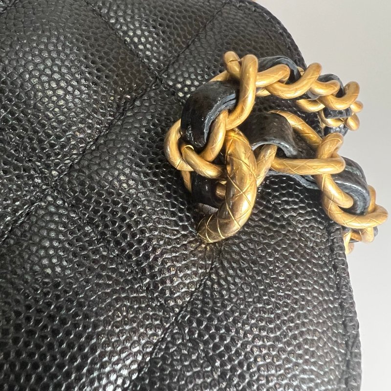 CHANEL 二合一長方形化妝包荔枝黑 AP3376/晶片款-9