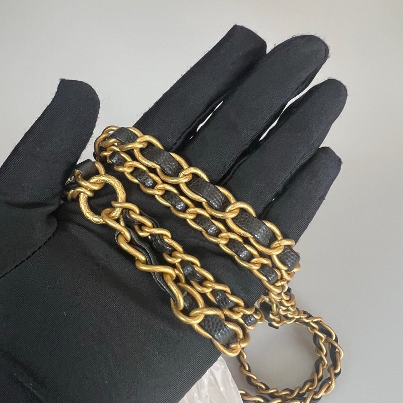 CHANEL 二合一長方形化妝包荔枝黑 AP3376/晶片款-10
