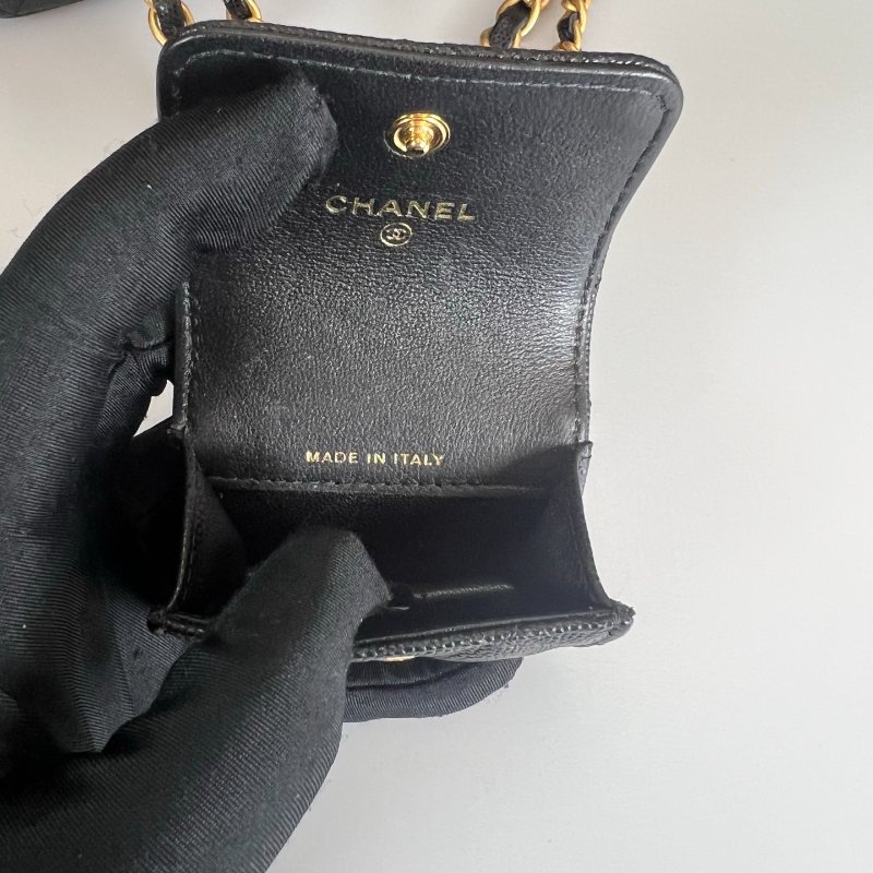 CHANEL 二合一長方形化妝包荔枝黑 AP3376/晶片款-15