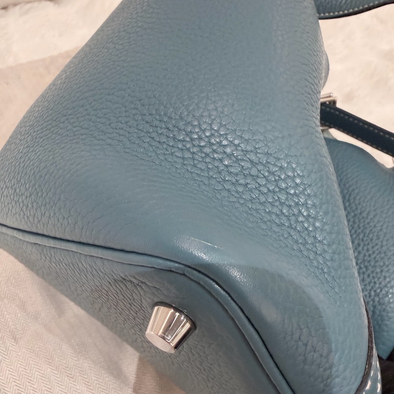Hermes/ Picotin 18/ 框Q/ 牛仔藍銀扣/ TC-6