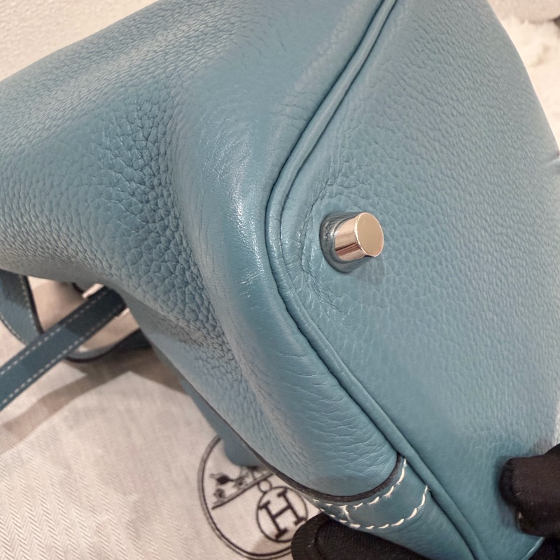 Hermes/ Picotin 18/ 框Q/ 牛仔藍銀扣/ TC-9