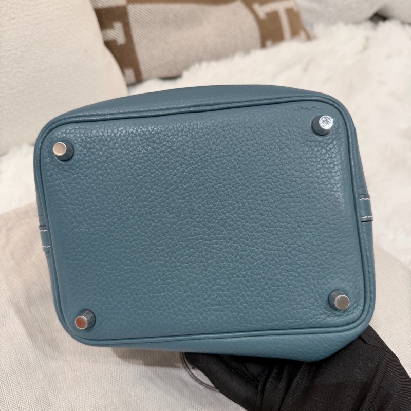 Hermes/ Picotin 18/ 框Q/ 牛仔藍銀扣/ TC-10
