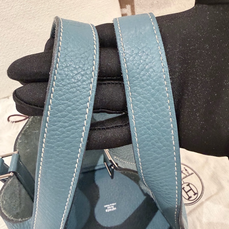 Hermes/ Picotin 18/ 框Q/ 牛仔藍銀扣/ TC-13