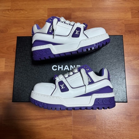 Lv Trainer Maxi小胖丁 路易威登麵包鞋女款白紫 34.5碼