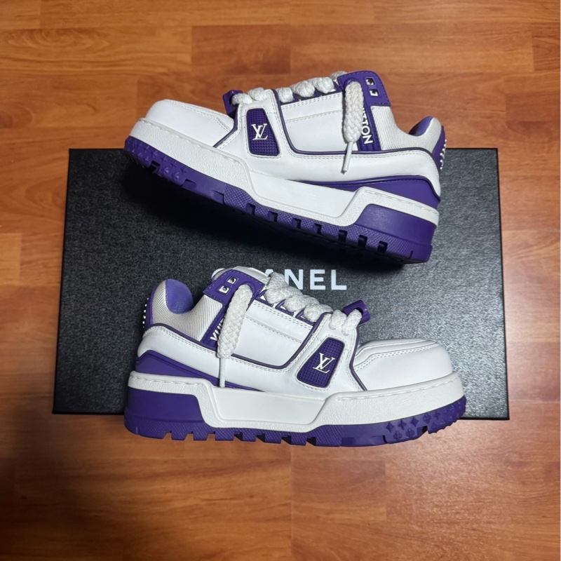 Lv Trainer Maxi小胖丁 路易威登麵包鞋女款白紫 34.5碼-1