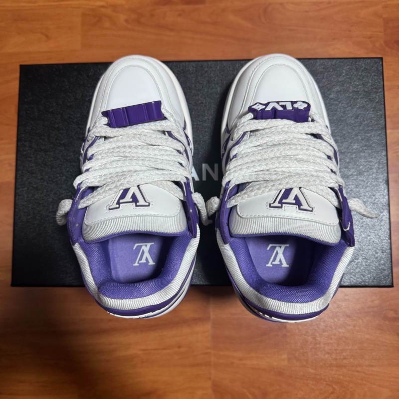 Lv Trainer Maxi小胖丁 路易威登麵包鞋女款白紫 34.5碼-3