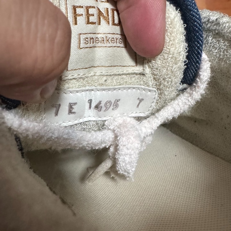 Fendi正品芬迪Match牛仔低幫時尚板鞋 男款 藍白色 41碼-5