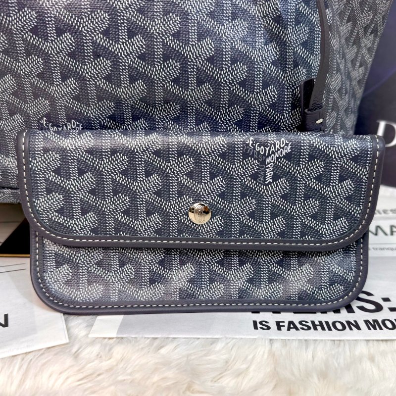 Goyard Saint Louis 托特包 灰色 老花 塗層帆布拼牛皮 小號 子母包-3
