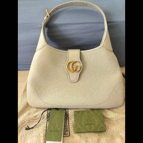GUCCI Aphrodite雙G全皮革肩背包